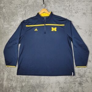 Adidas Michigan Wolverines 2XL Half Zip Pullover Jacket Mens Blue Yellow